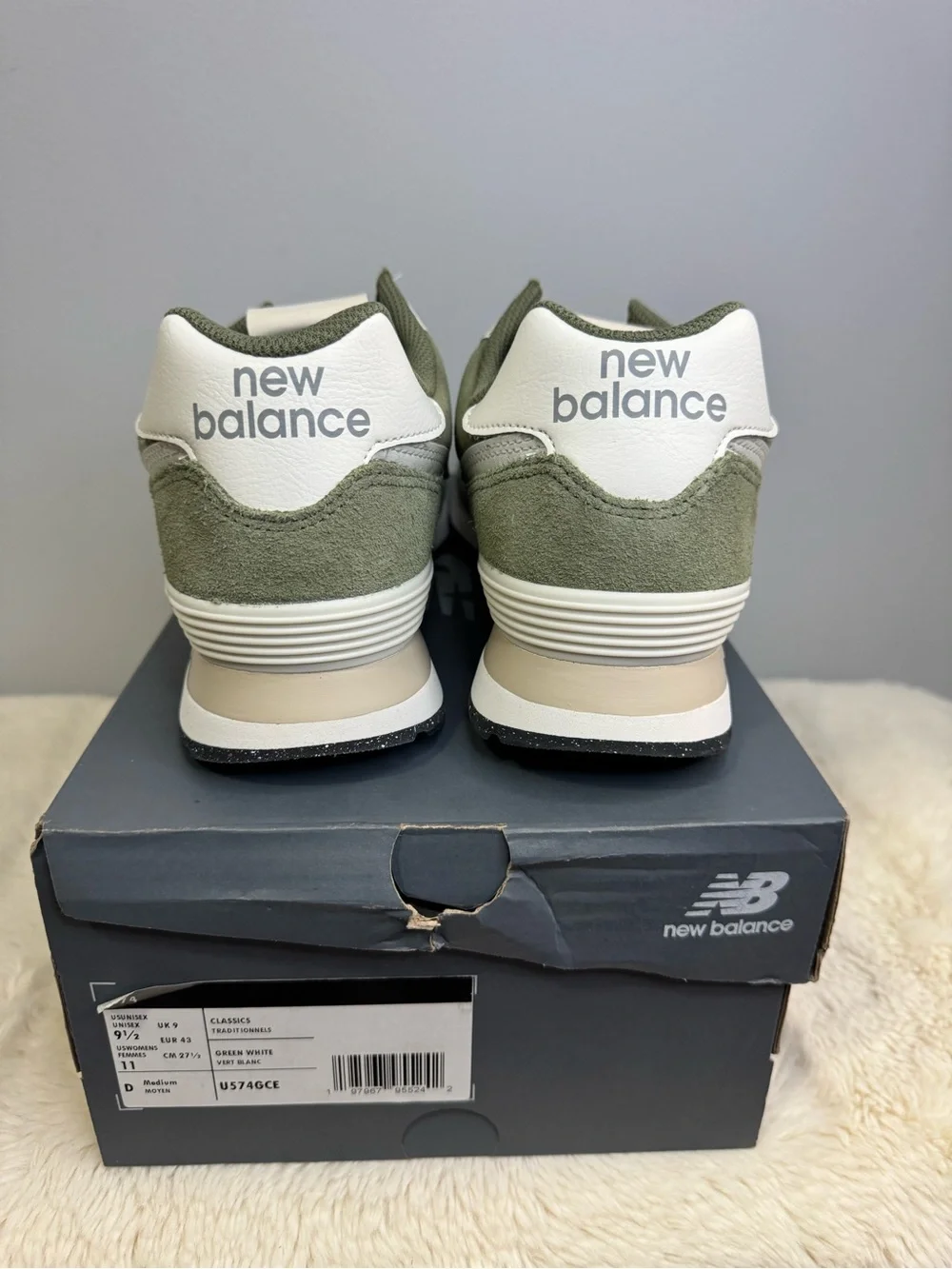 New Balance 574 Olive Green & White Men's Sneaker